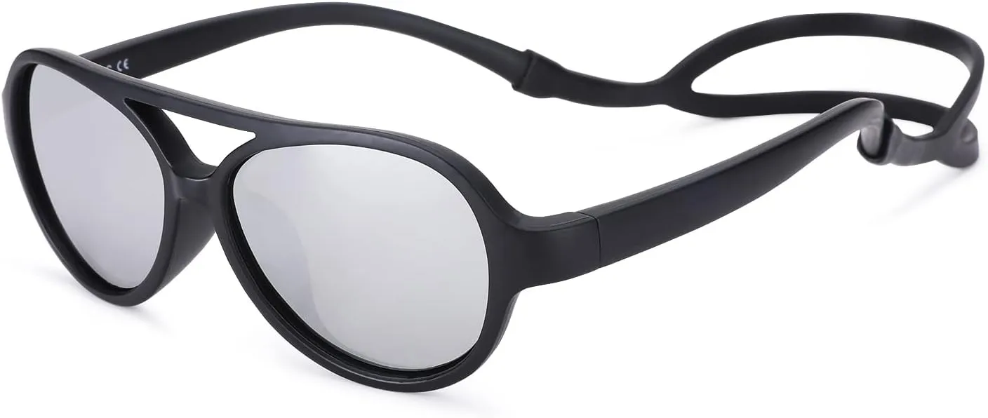 Pro Acme Polarized TPEE Durable Aviator Kids Sunglasses for Boys Girls Soft Rubber Flexible Frame Protective Eyewear Age 3-8