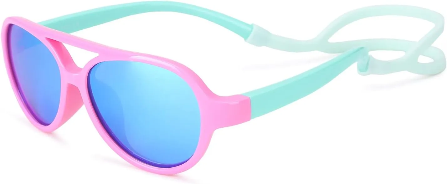 Pro Acme Polarized TPEE Durable Aviator Kids Sunglasses for Boys Girls Soft Rubber Flexible Frame Protective Eyewear Age 3-8