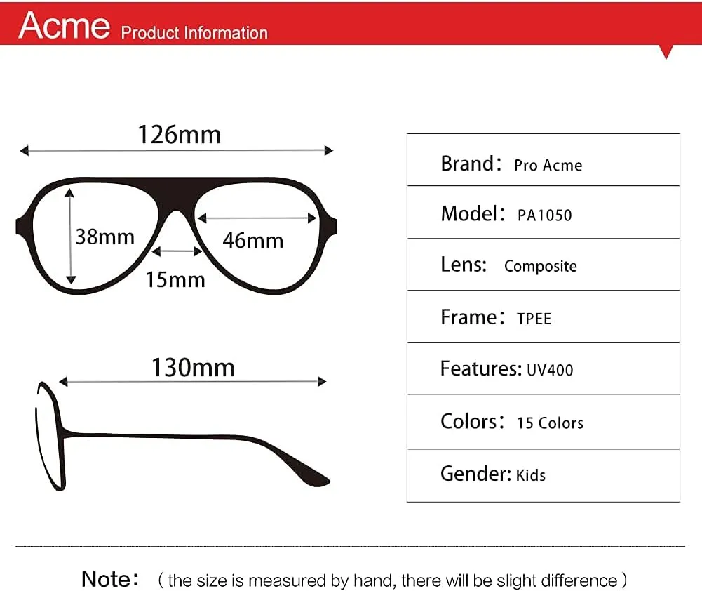 Pro Acme Polarized TPEE Durable Aviator Kids Sunglasses for Boys Girls Soft Rubber Flexible Frame Protective Eyewear Age 3-8
