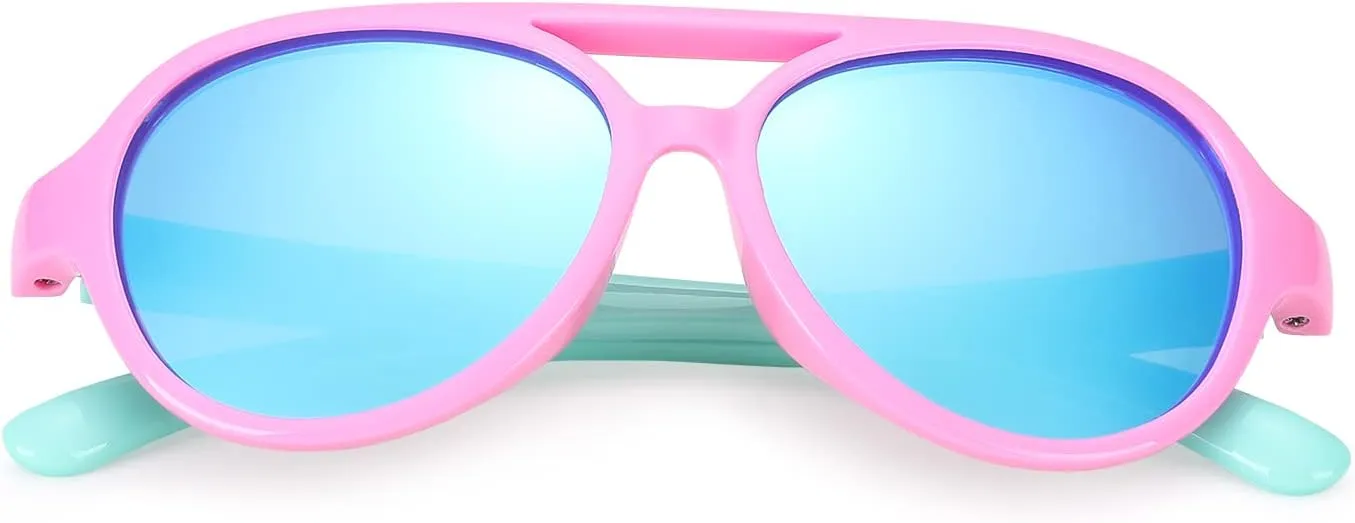 Pro Acme Polarized TPEE Durable Aviator Kids Sunglasses for Boys Girls Soft Rubber Flexible Frame Protective Eyewear Age 3-8