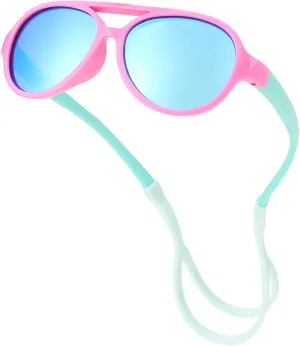 Pro Acme Polarized TPEE Durable Aviator Kids Sunglasses for Boys Girls Soft Rubber Flexible Frame Protective Eyewear Age 3-8