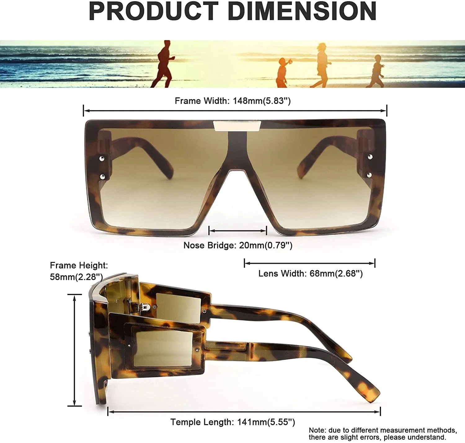 Prodigy Shades Leopard Frame Oversized Flat Top Sunglasses With Side Lens
