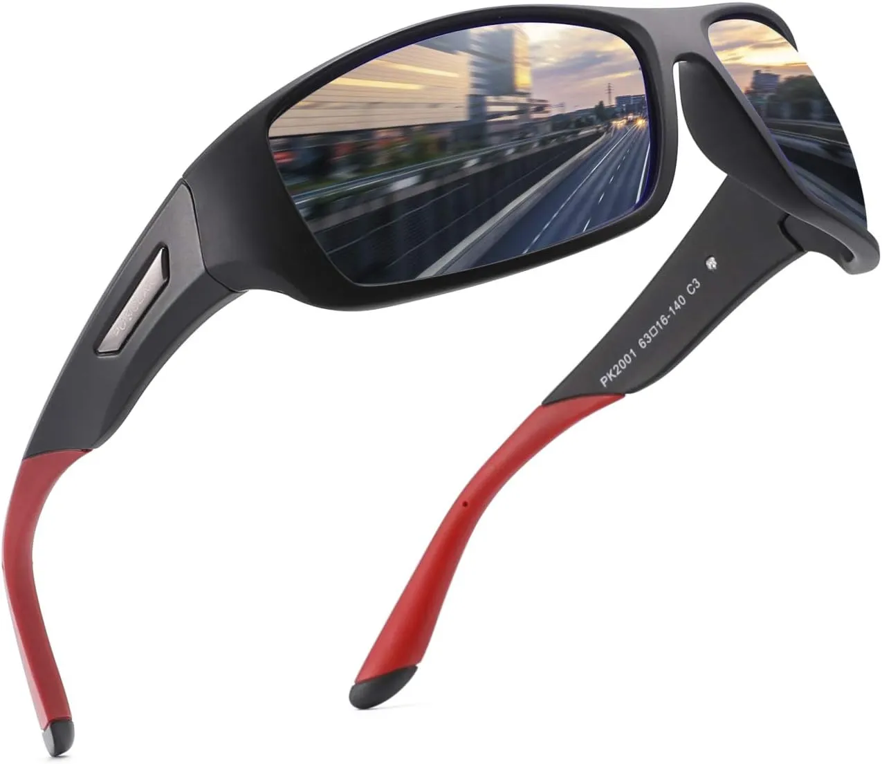 PUKCLAR Polarized Sports Sunglasses for Men Women Driving Sunglasses Cycling Running Fishing Golf Goggles Unbreakable Frame