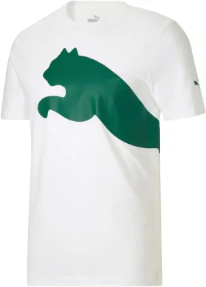 PUMA Mens Oversized Logo Tee Top Crew Neck White Green