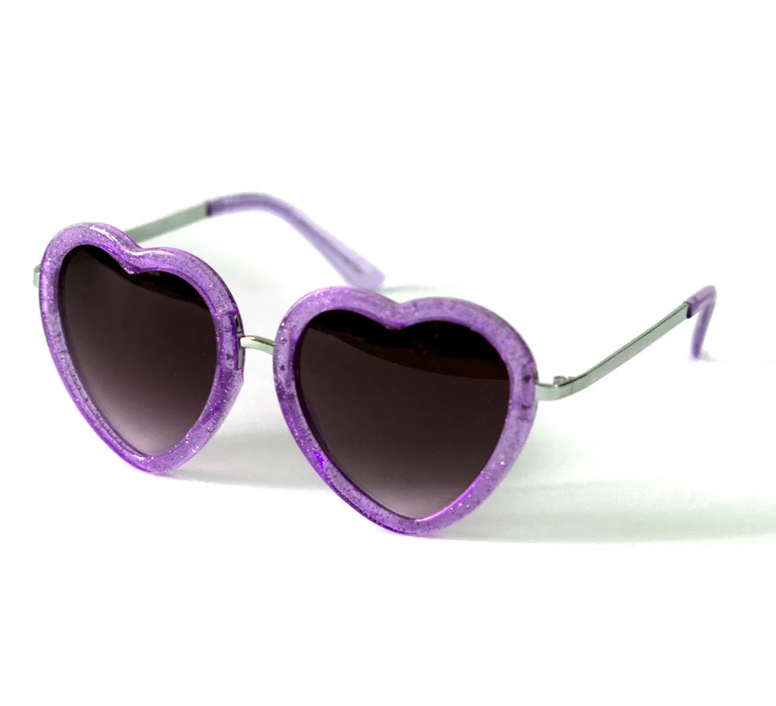 Purple Glitter Heart Shaped Sunglasses