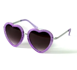 Purple Glitter Heart Shaped Sunglasses