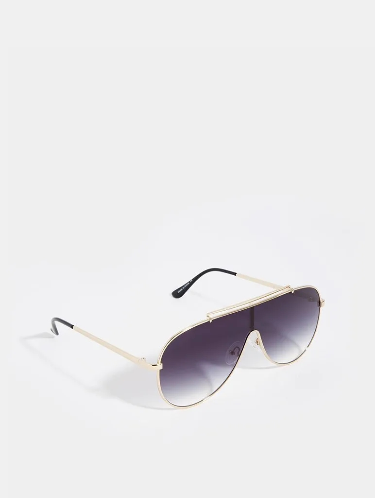 Quay x JLo El Dinero Sunglasses in Gold Black Fade