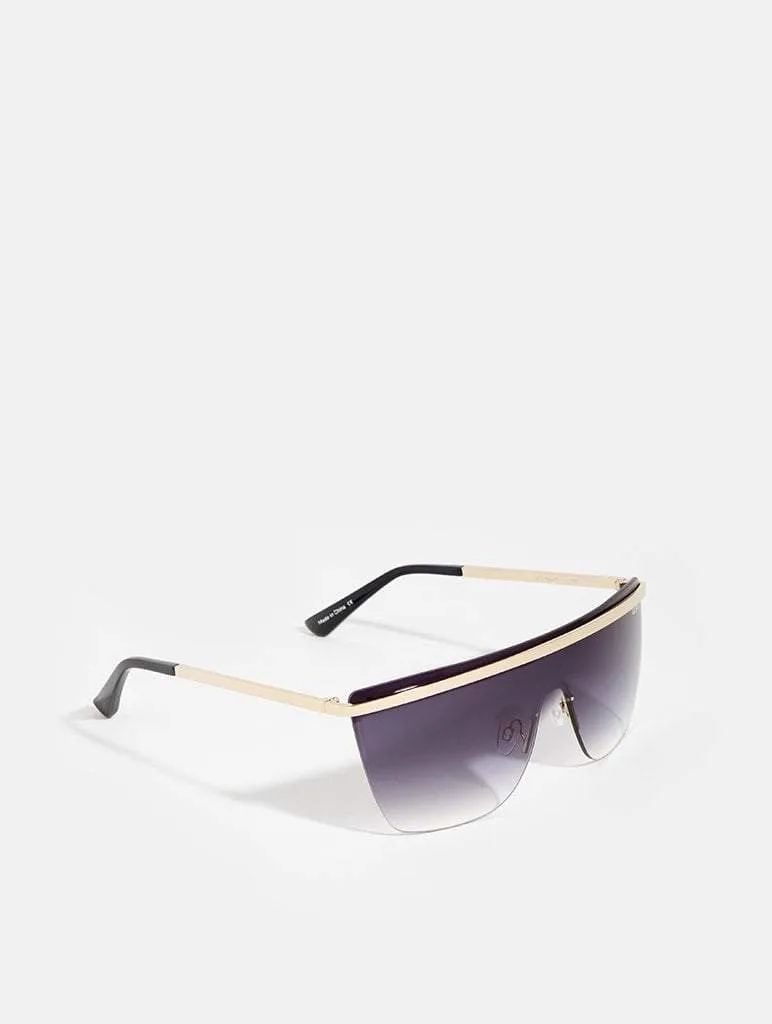 Quay x JLo Get Right Shield Sunglasses in Black Fade