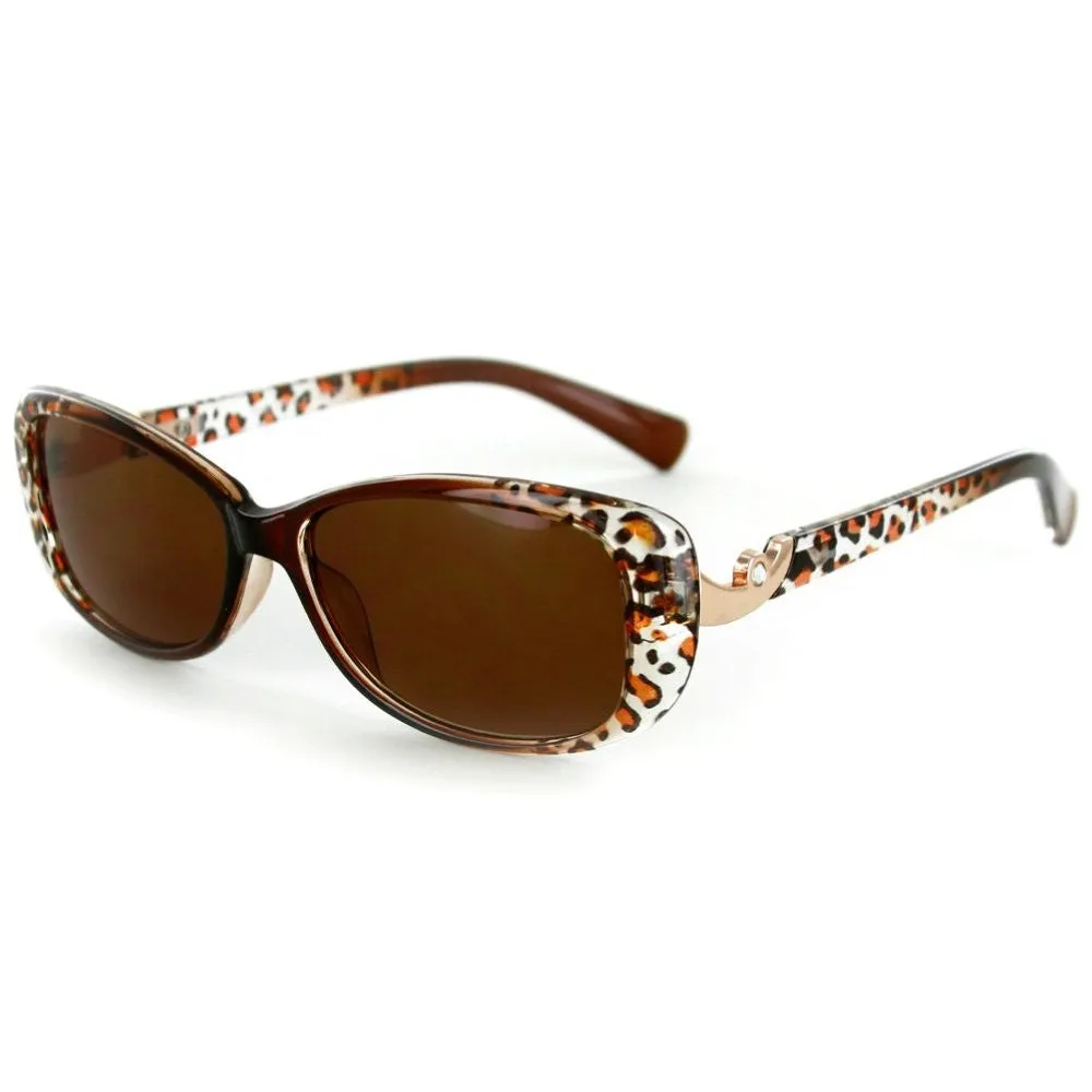 "Lynx" Full Lens (NON-BIFOCAL) Rx-Able Women's Animal Print Reading Sunglasses