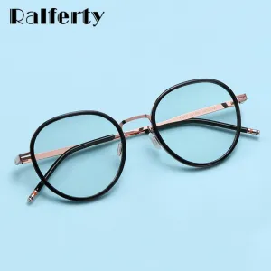Ralferty Unisex Full Rim Round Acetate Alloy Eyeglasses D819