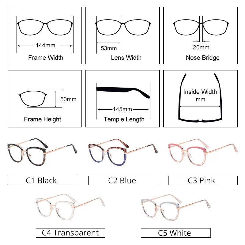 Ralferty Women's Eyeglasses Cat Eye Anti Blue Light TR90 D609
