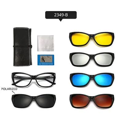 Ralferty Women's Full Rim Square Cat EyeTr 90 Acetate Eyeglasses With Clip On Sunglasses TR2345