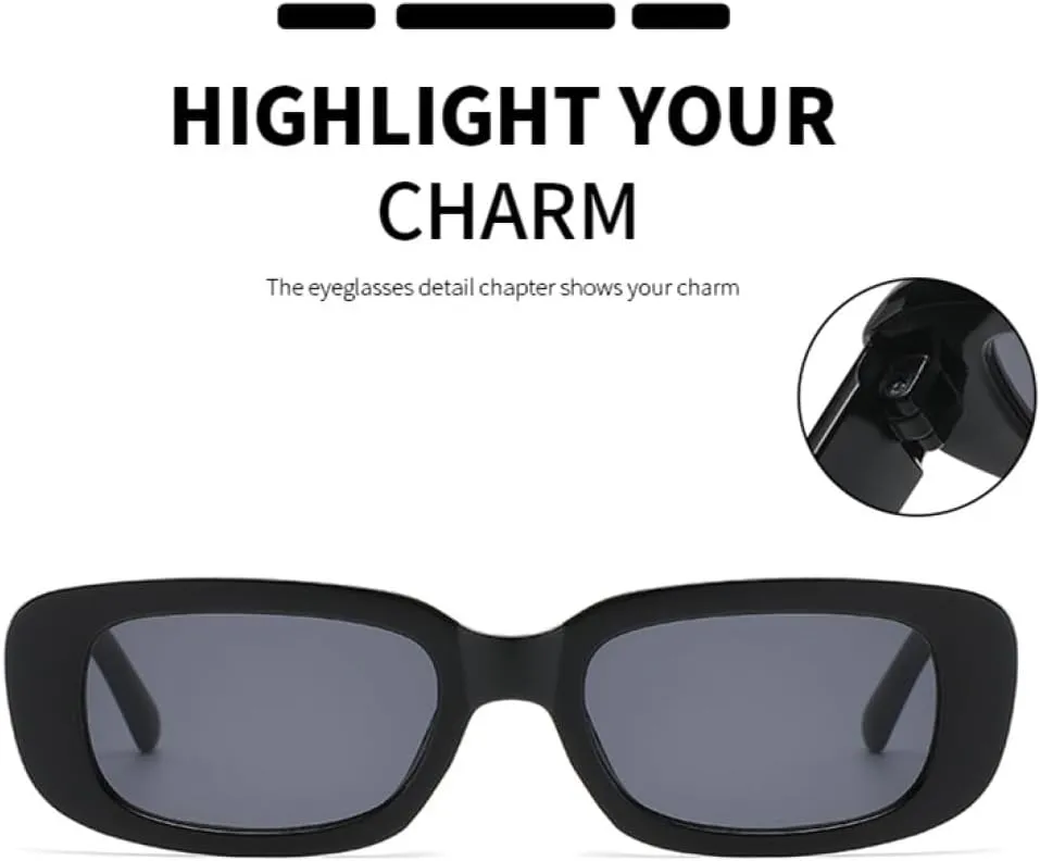 Rectangle Fashion Sunglasses For Women Men Retro Vintage UV400 Sun Shades Glasses For Summer Beach Travel