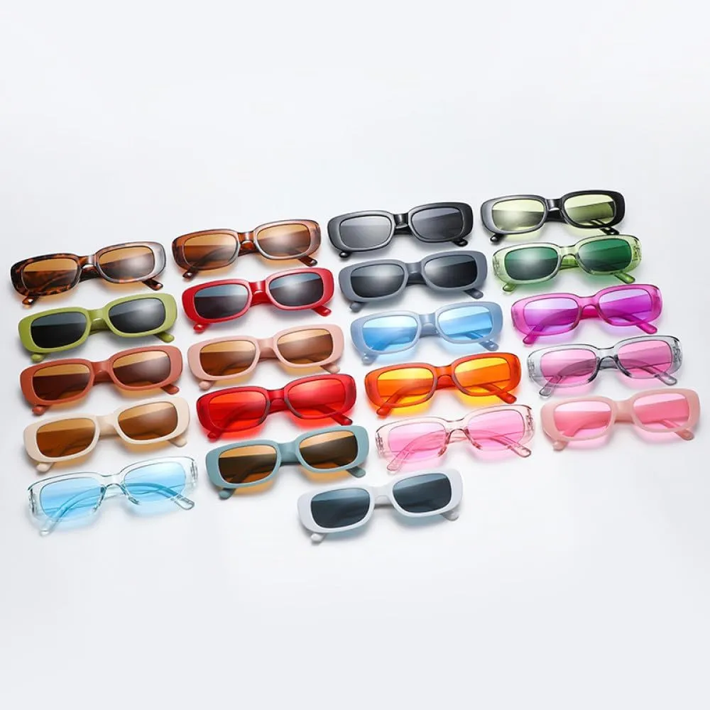 Rectangle Fashion Sunglasses For Women Men Retro Vintage UV400 Sun Shades Glasses For Summer Beach Travel