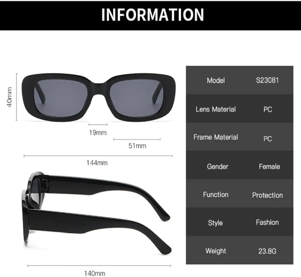 Rectangle Fashion Sunglasses For Women Men Retro Vintage UV400 Sun Shades Glasses For Summer Beach Travel