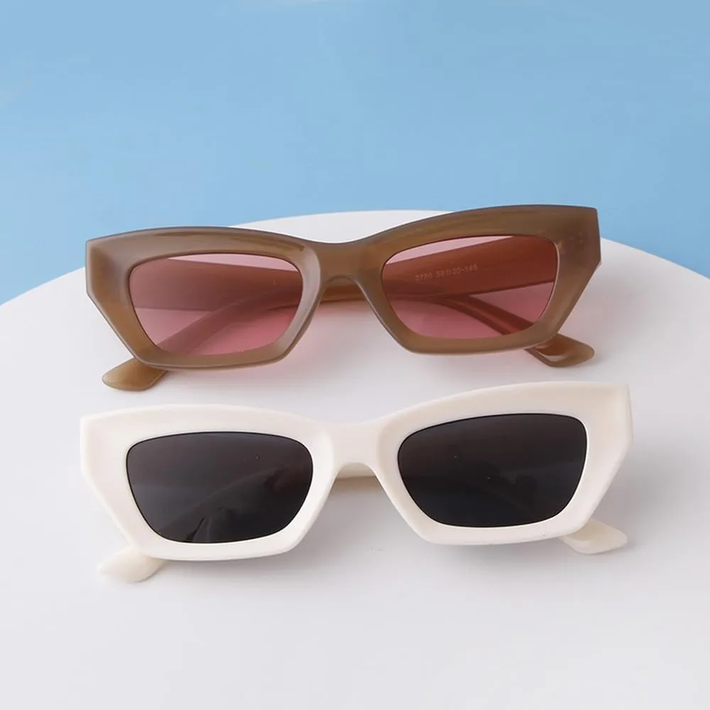 Retro Brown Lenses Rectangle Sunglasses Women Men Vintage Wine Red Cat Eye Sun Glasses Female Shades
