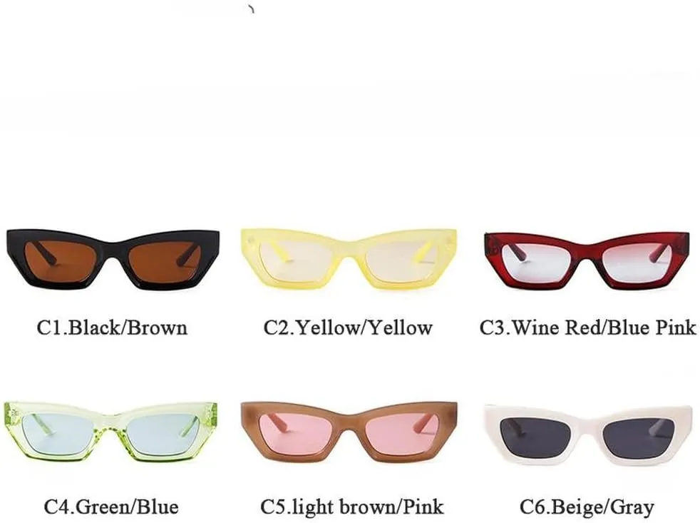 Retro Brown Lenses Rectangle Sunglasses Women Men Vintage Wine Red Cat Eye Sun Glasses Female Shades