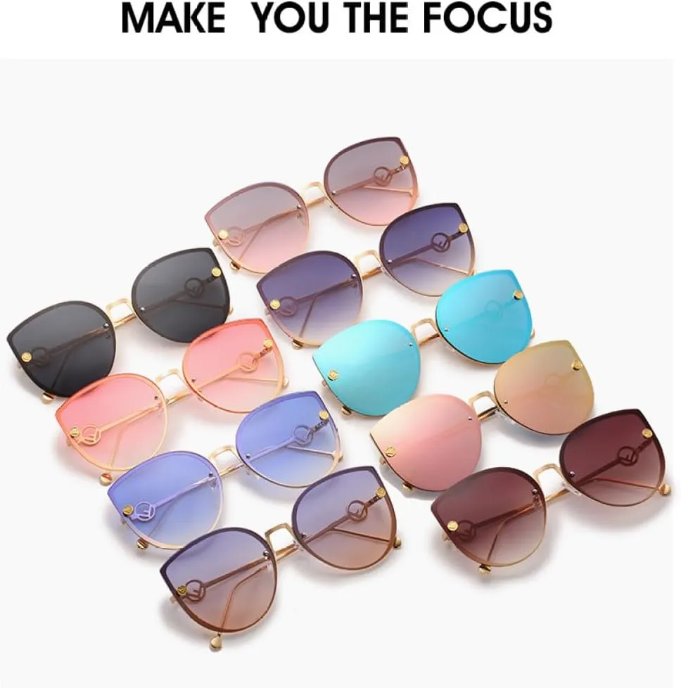 Retro Cat Eye Sunglasses Women Metal Sun Glasses Female Black Vintage Ladies