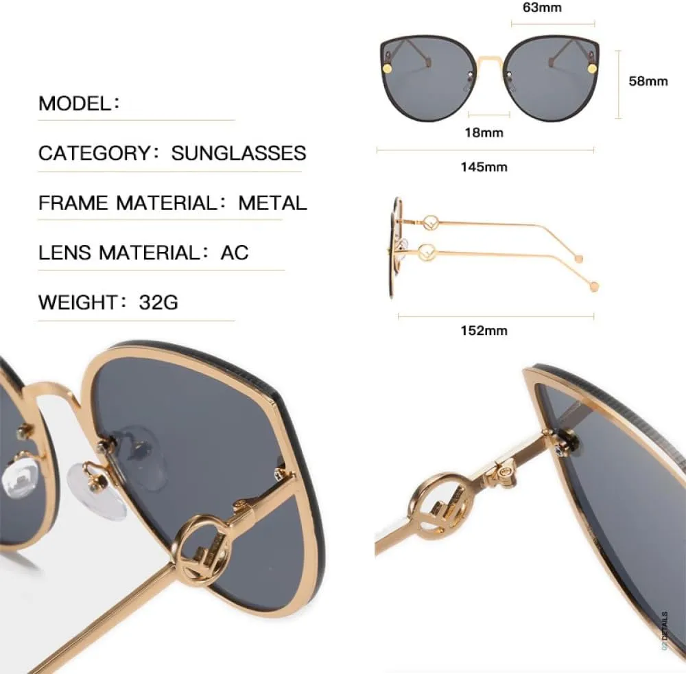 Retro Cat Eye Sunglasses Women Metal Sun Glasses Female Black Vintage Ladies