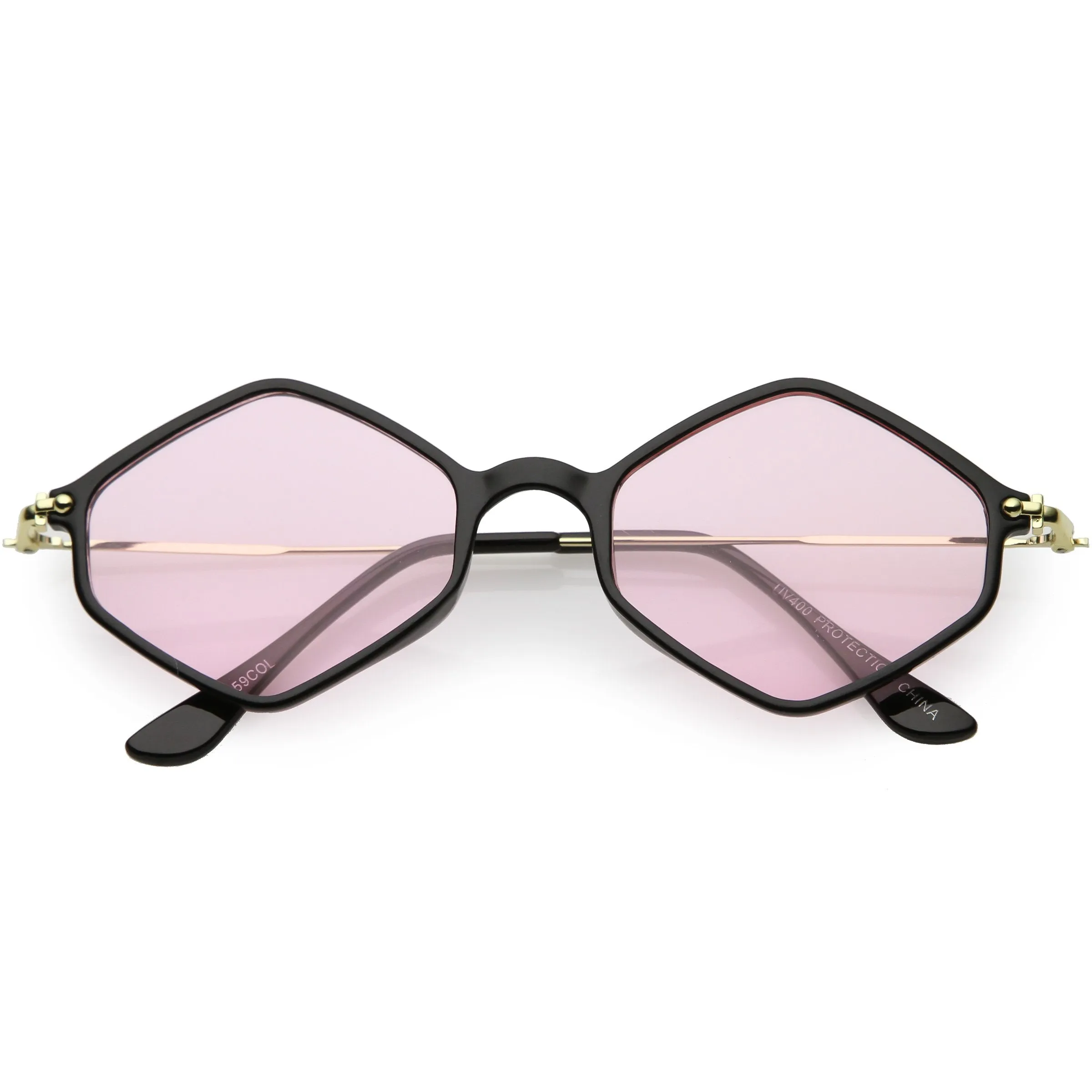 Retro Color Tone Hexagon Diamond Shape Sunglasses C740