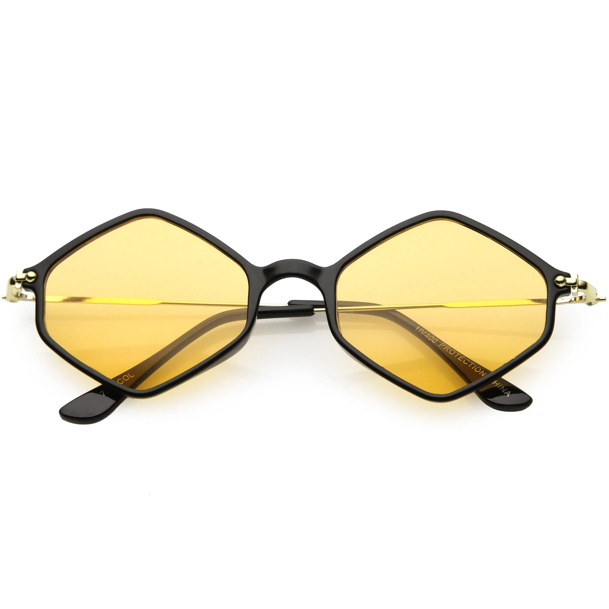 Retro Color Tone Hexagon Diamond Shape Sunglasses C740