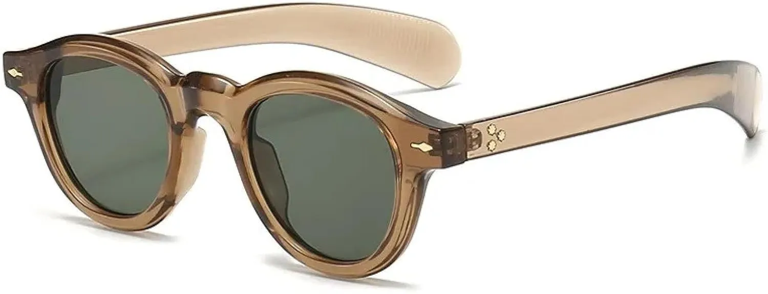 Retro Men Round Sunglasses for Women Vintage Rivet Small Frame Uv400