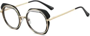 Retro Metal Round Women Glasses Frame Fashion Double Color Irregular Men Frames Eyewear
