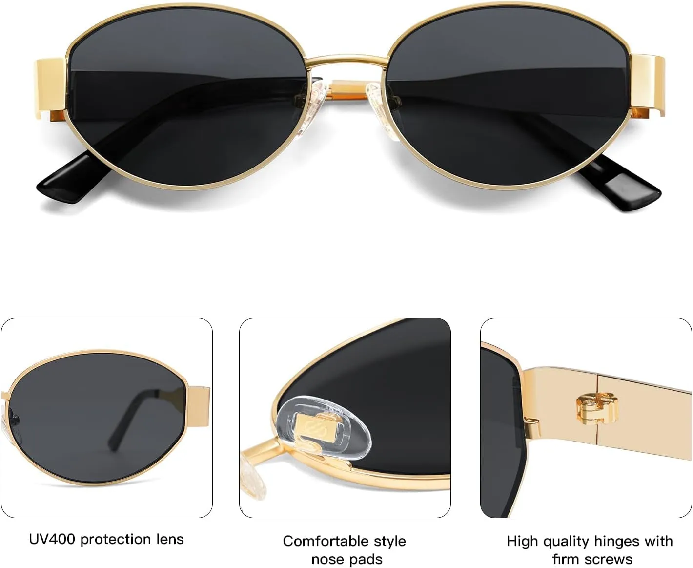 Retro Oval Sunglasses for Women & Men - Trendy Classic Shades with UV400 Protection