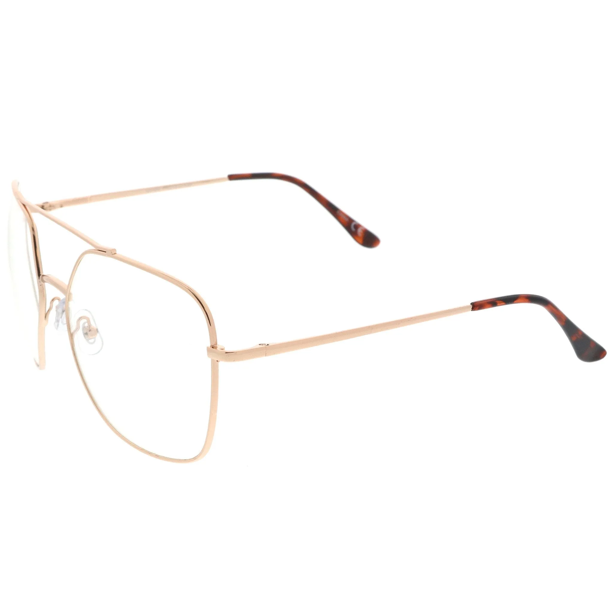 Retro Oversize Square Metal Clear Lens Aviator Glasses A937