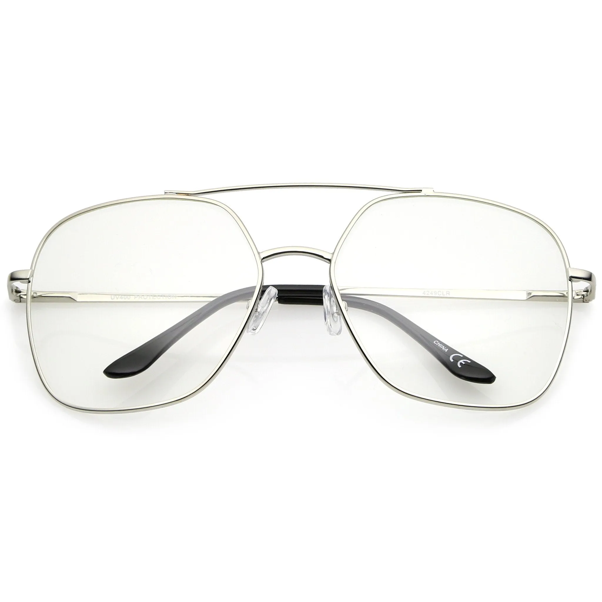 Retro Oversize Square Metal Clear Lens Aviator Glasses A937