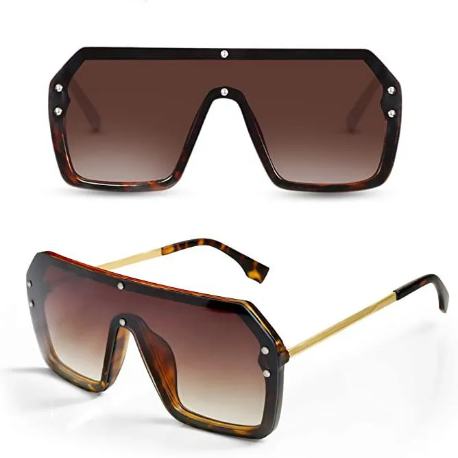 Retro Oversized Shield Square Sunglasses