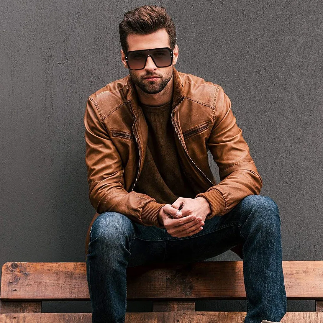 Retro Oversized Shield Square Sunglasses
