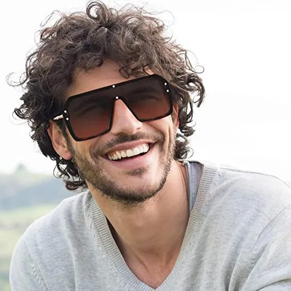 Retro Oversized Shield Square Sunglasses