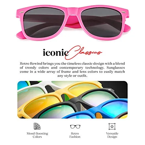 Retro Rewind Polarized Sunglasses for Men and Women - UV Protection Classic Mens Womens Sun Glasses - Cool Vintage 80s Shades