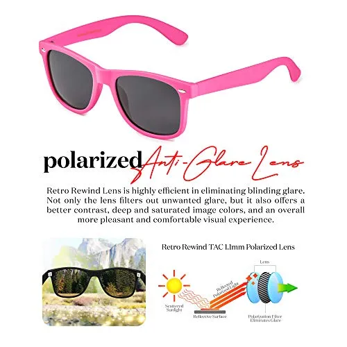 Retro Rewind Polarized Sunglasses for Men and Women - UV Protection Classic Mens Womens Sun Glasses - Cool Vintage 80s Shades