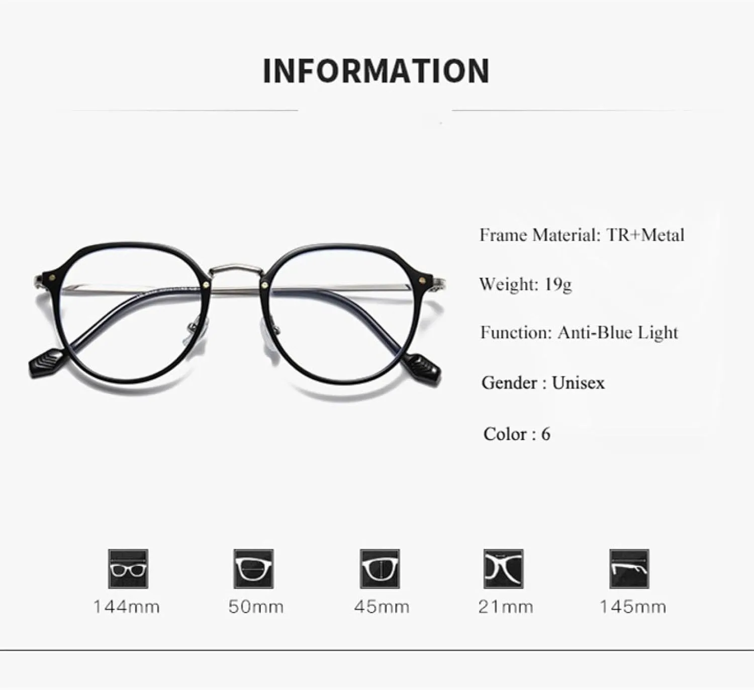 Retro Round Glasses Frame Ultralight Fashion Frames Glasses
