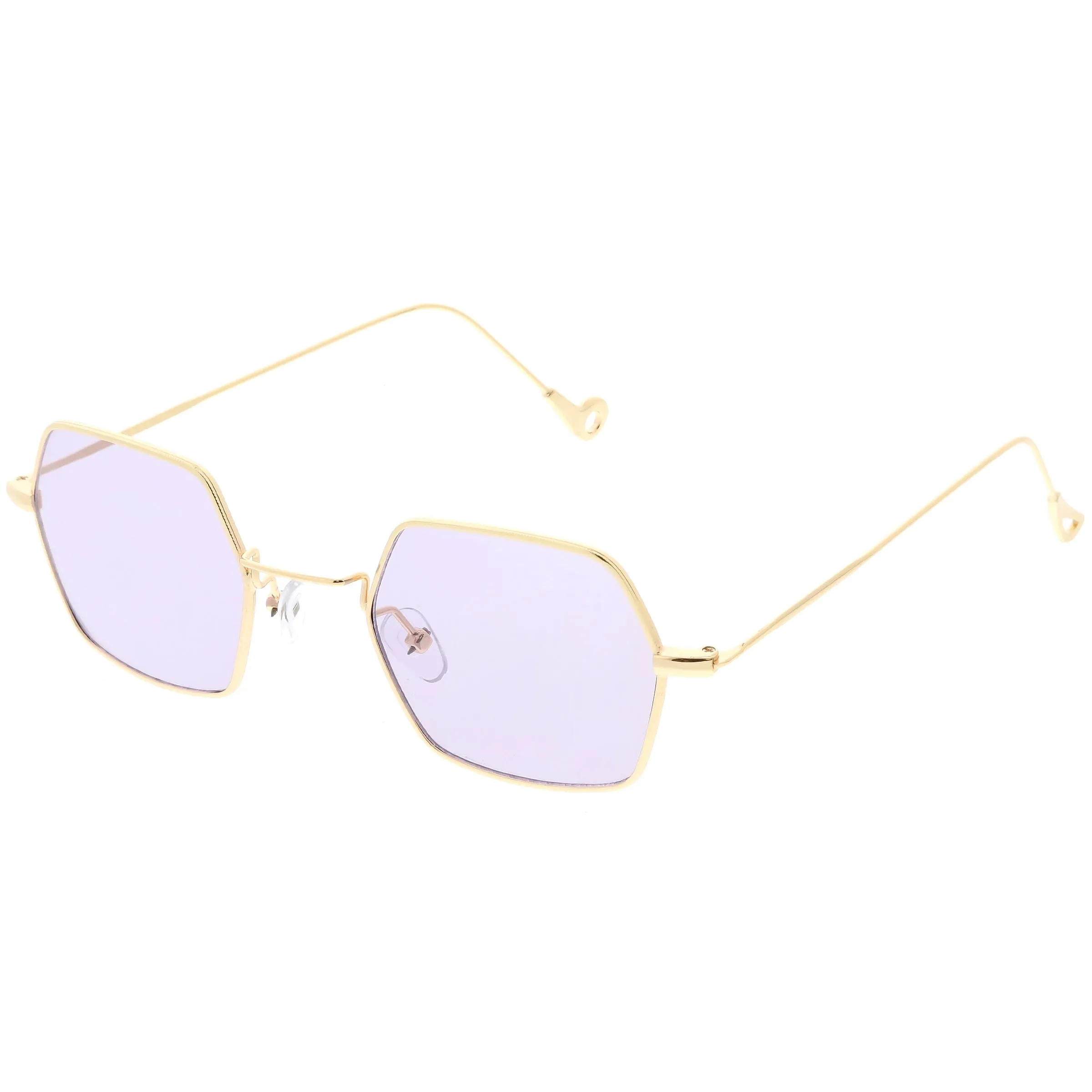 Retro Small Hexagon Colored Flat Lens Metal Frame Sunglasses C472
