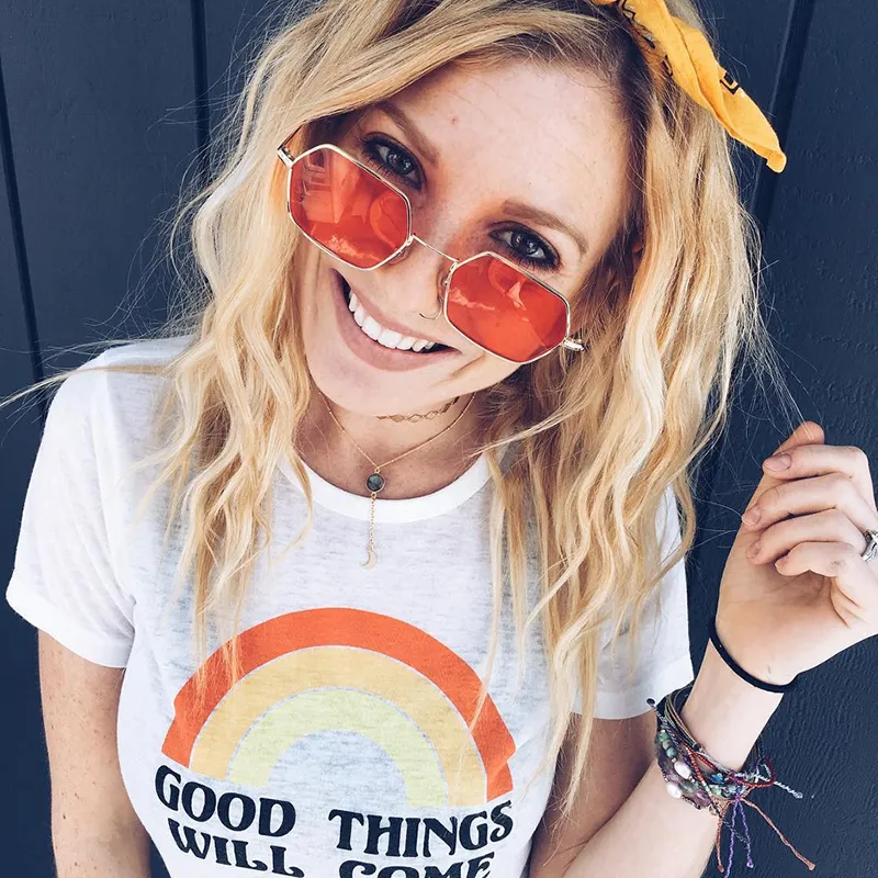 Retro Small Hexagon Colored Flat Lens Metal Frame Sunglasses C472