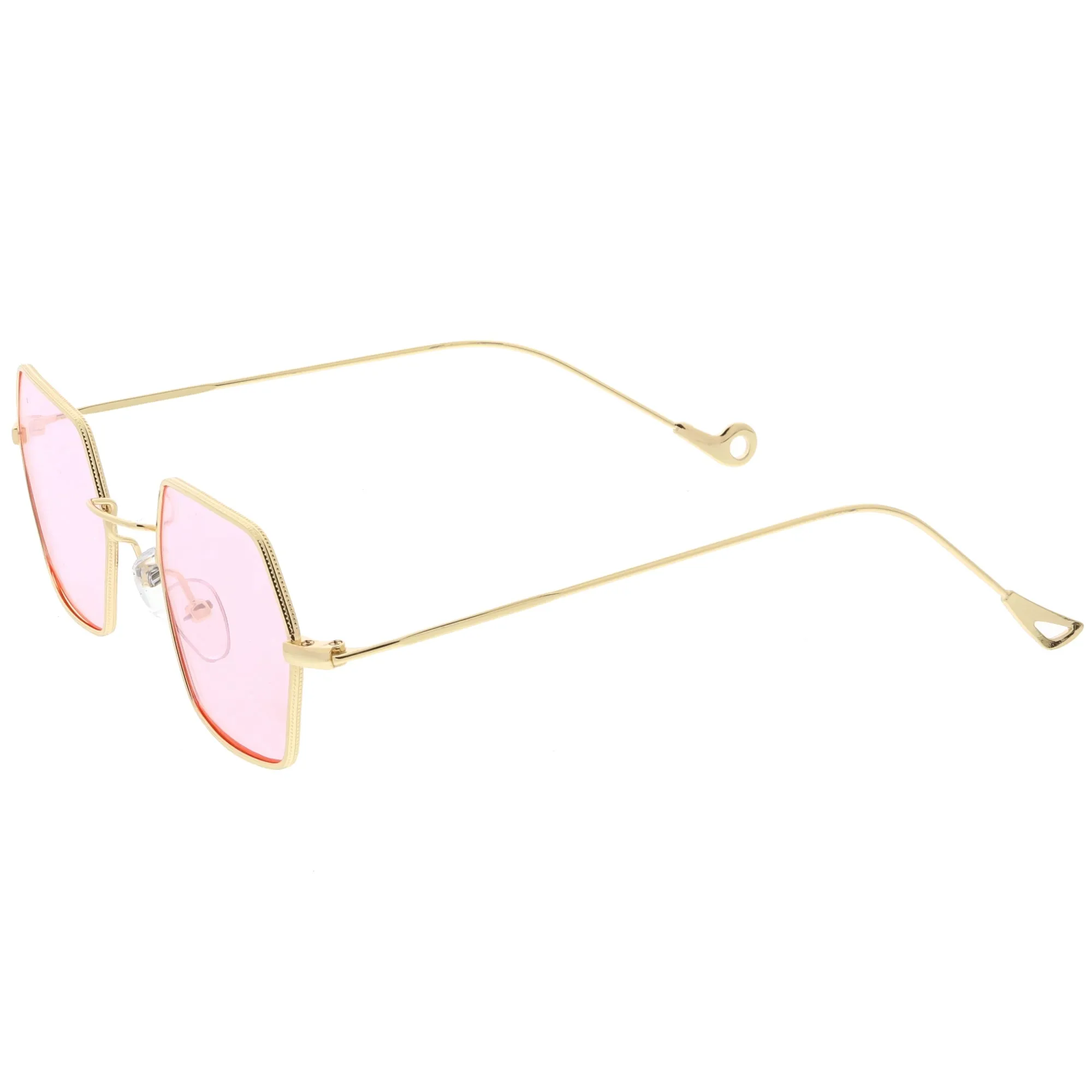 Retro Small Hexagon Colored Flat Lens Metal Frame Sunglasses C472