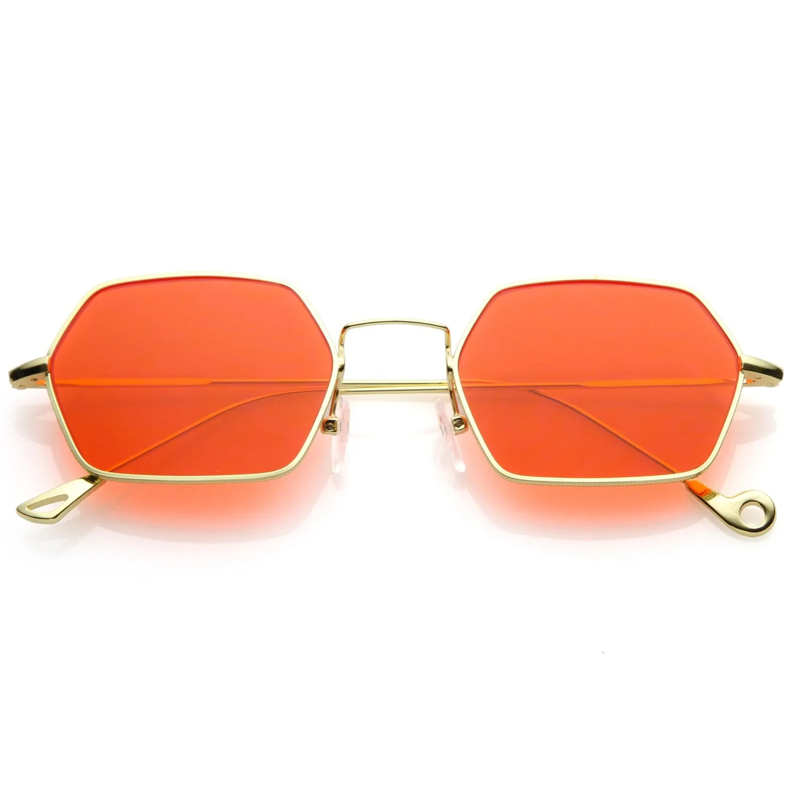 Retro Small Hexagon Colored Flat Lens Metal Frame Sunglasses C472