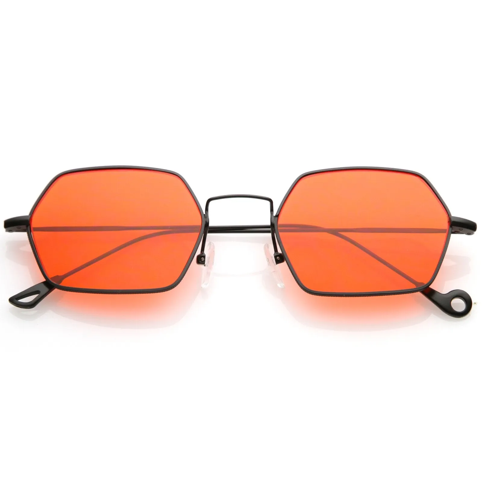 Retro Small Hexagon Colored Flat Lens Metal Frame Sunglasses C472
