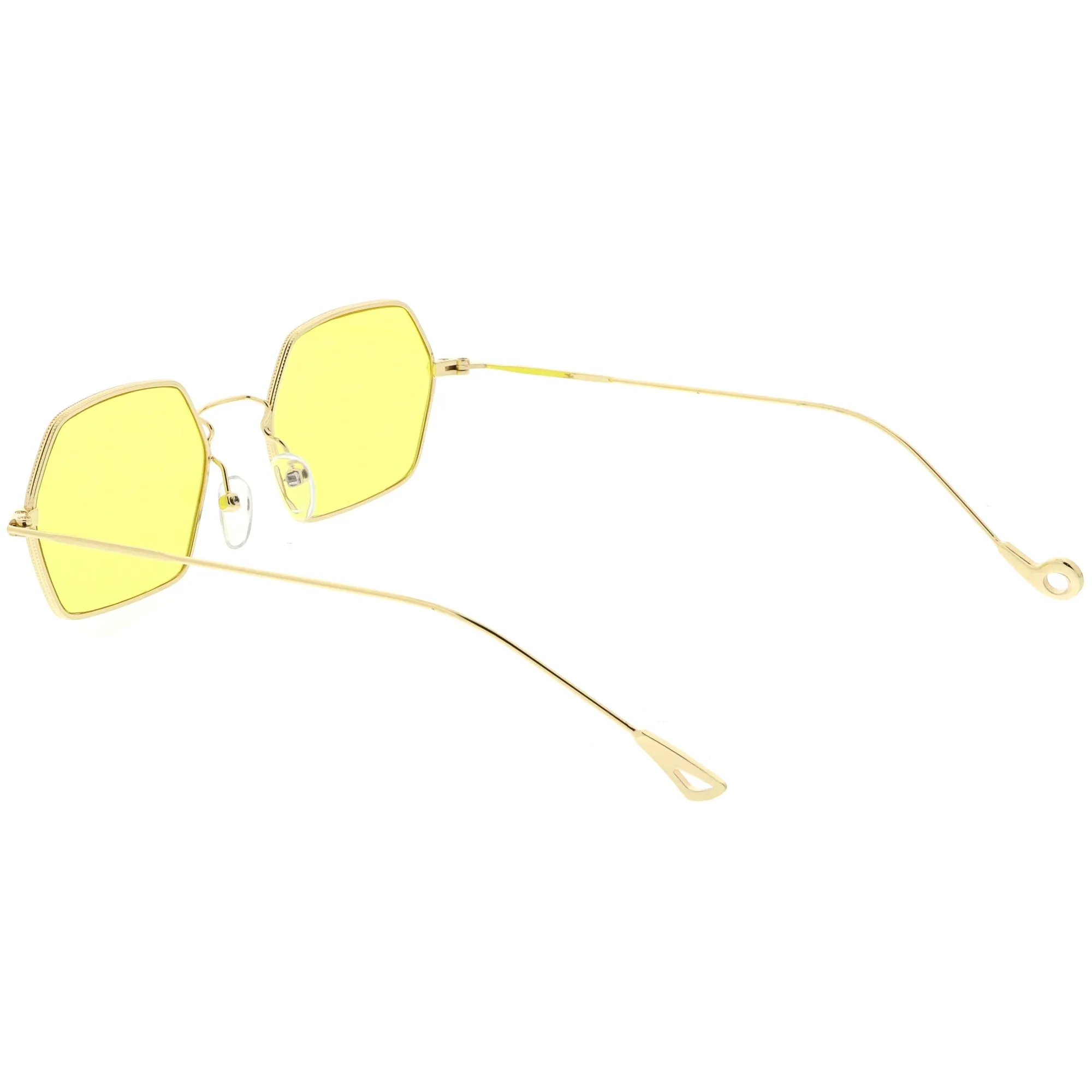 Retro Small Hexagon Colored Flat Lens Metal Frame Sunglasses C472