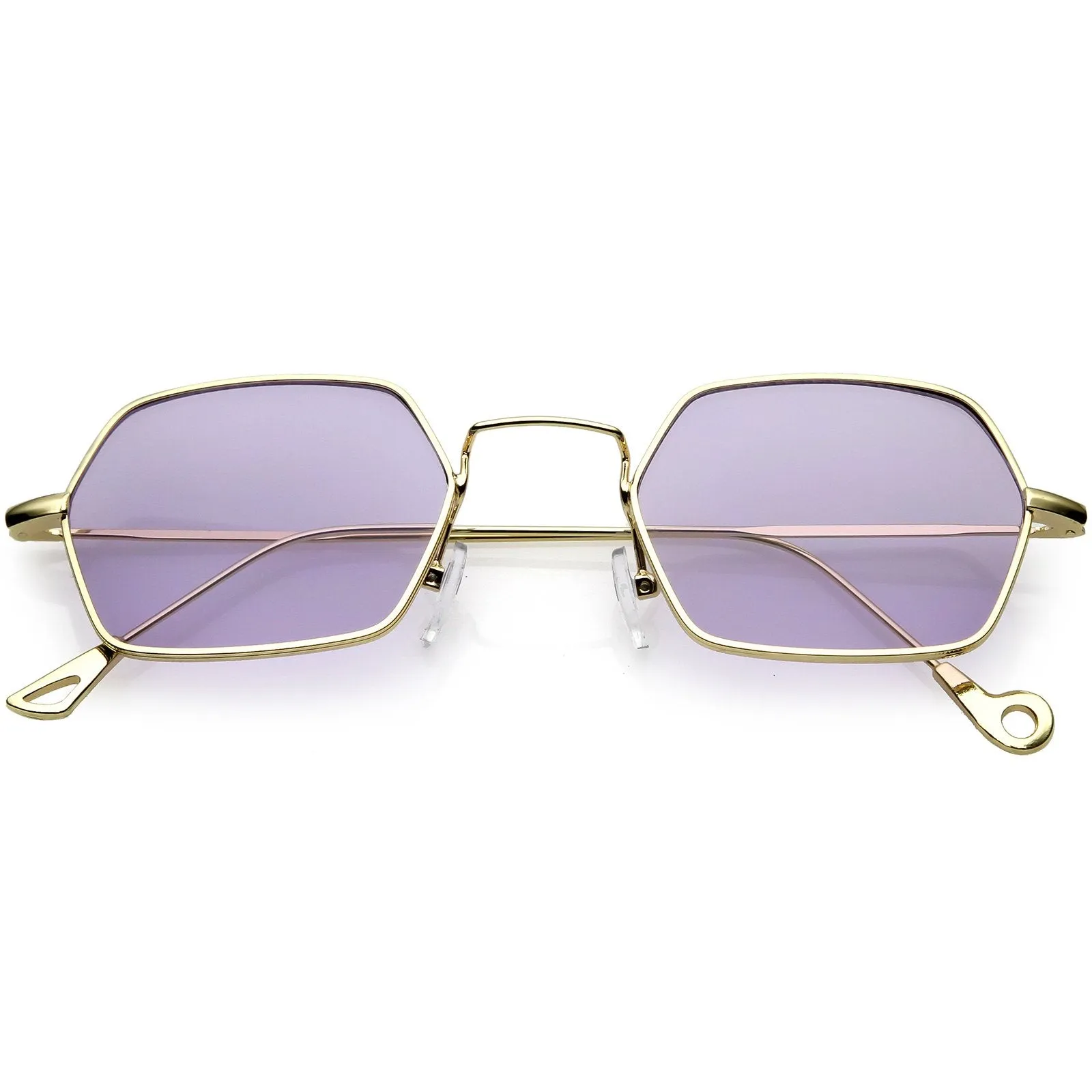 Retro Small Hexagon Colored Flat Lens Metal Frame Sunglasses C472