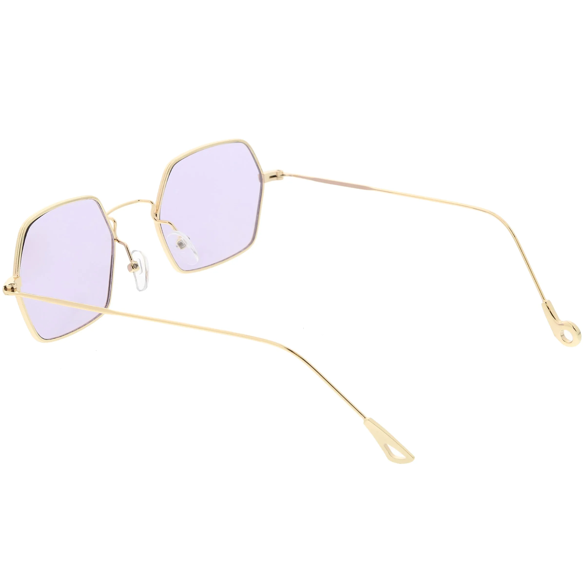 Retro Small Hexagon Colored Flat Lens Metal Frame Sunglasses C472