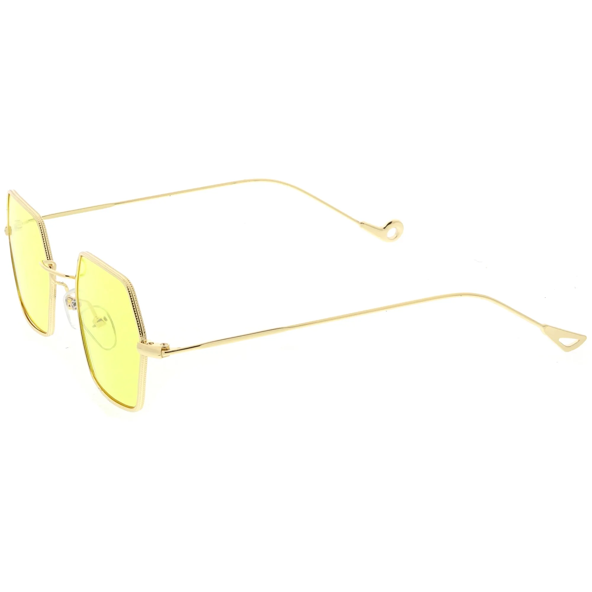 Retro Small Hexagon Colored Flat Lens Metal Frame Sunglasses C472