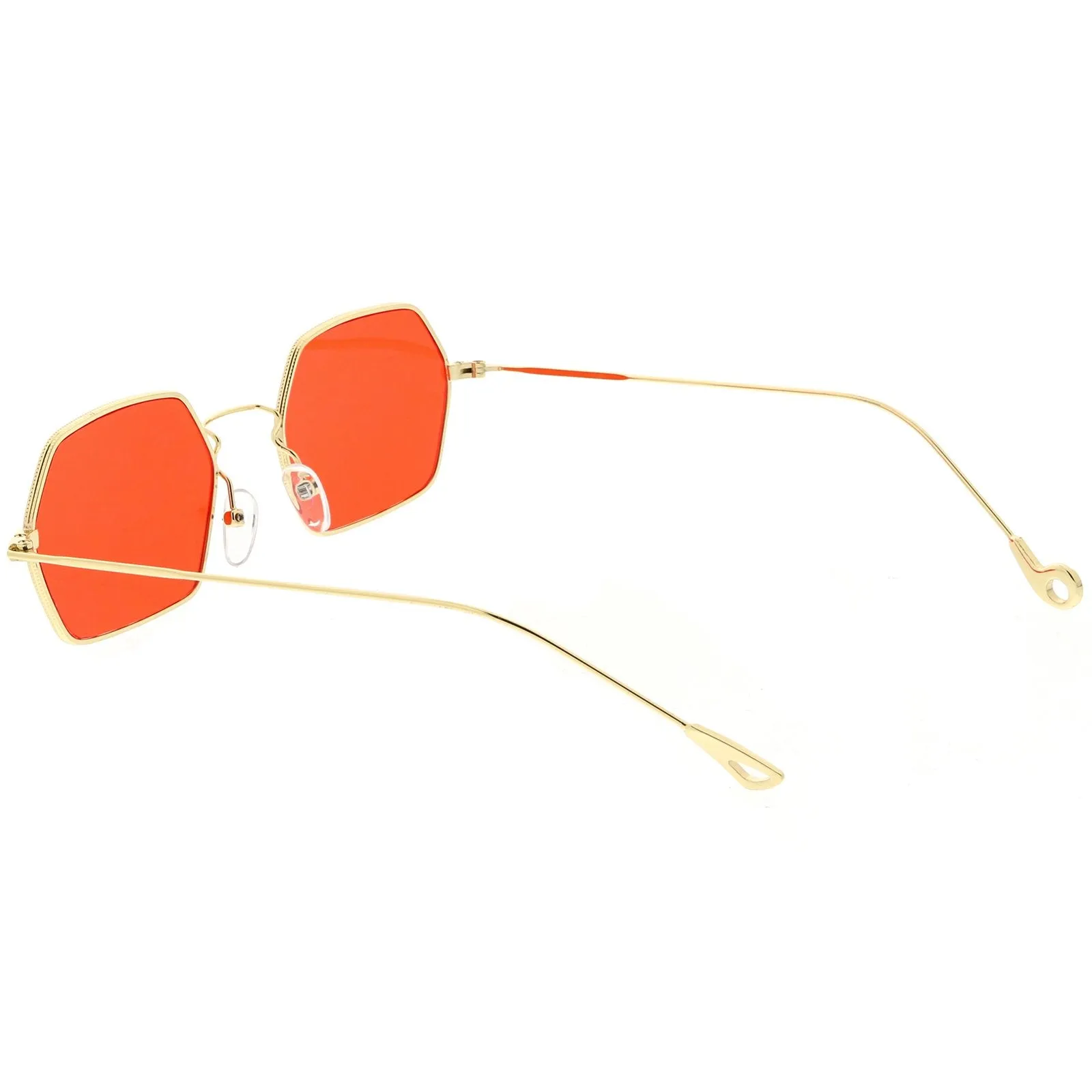 Retro Small Hexagon Colored Flat Lens Metal Frame Sunglasses C472