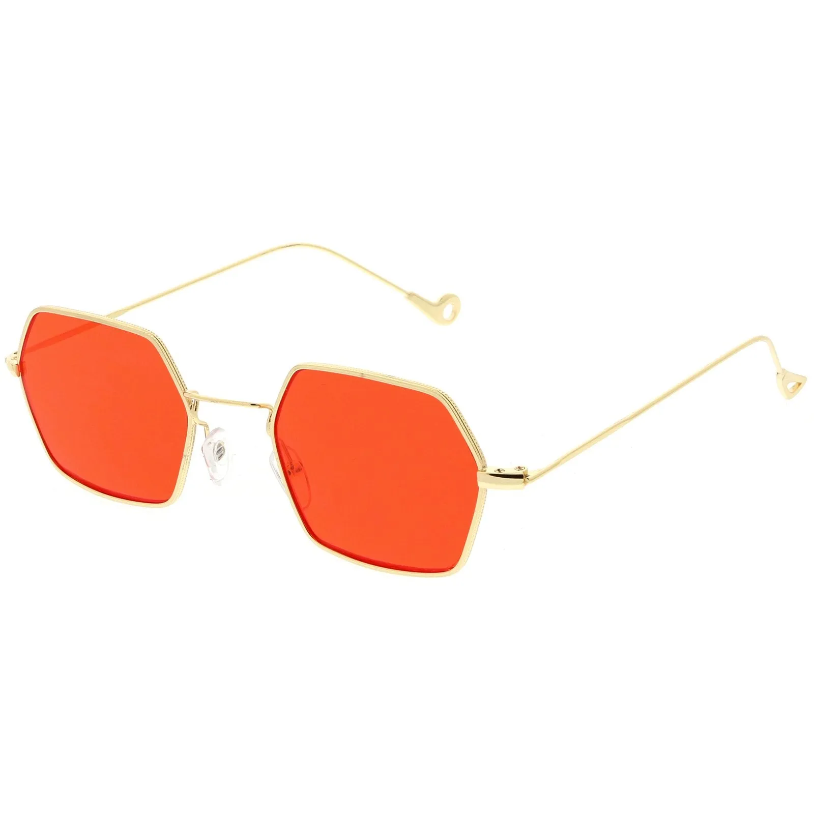 Retro Small Hexagon Colored Flat Lens Metal Frame Sunglasses C472