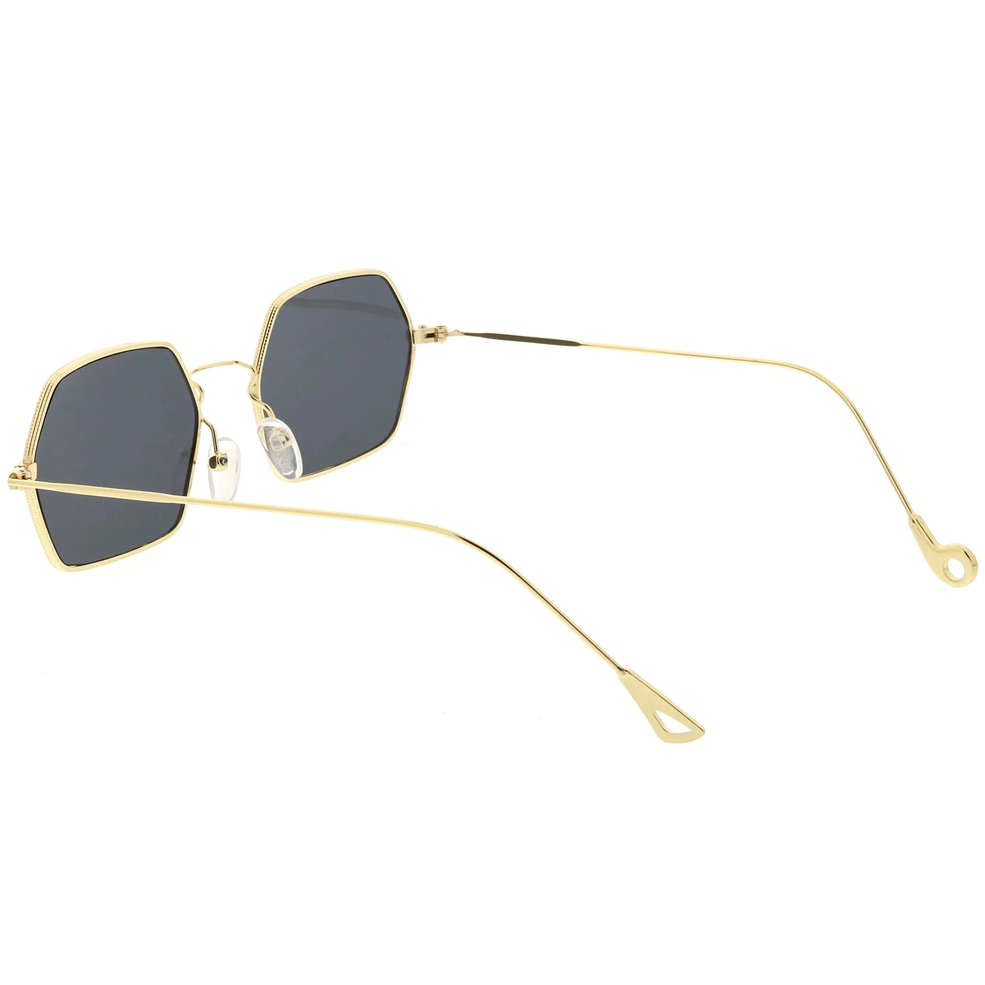 Retro Small Hexagon Colored Flat Lens Metal Frame Sunglasses C472