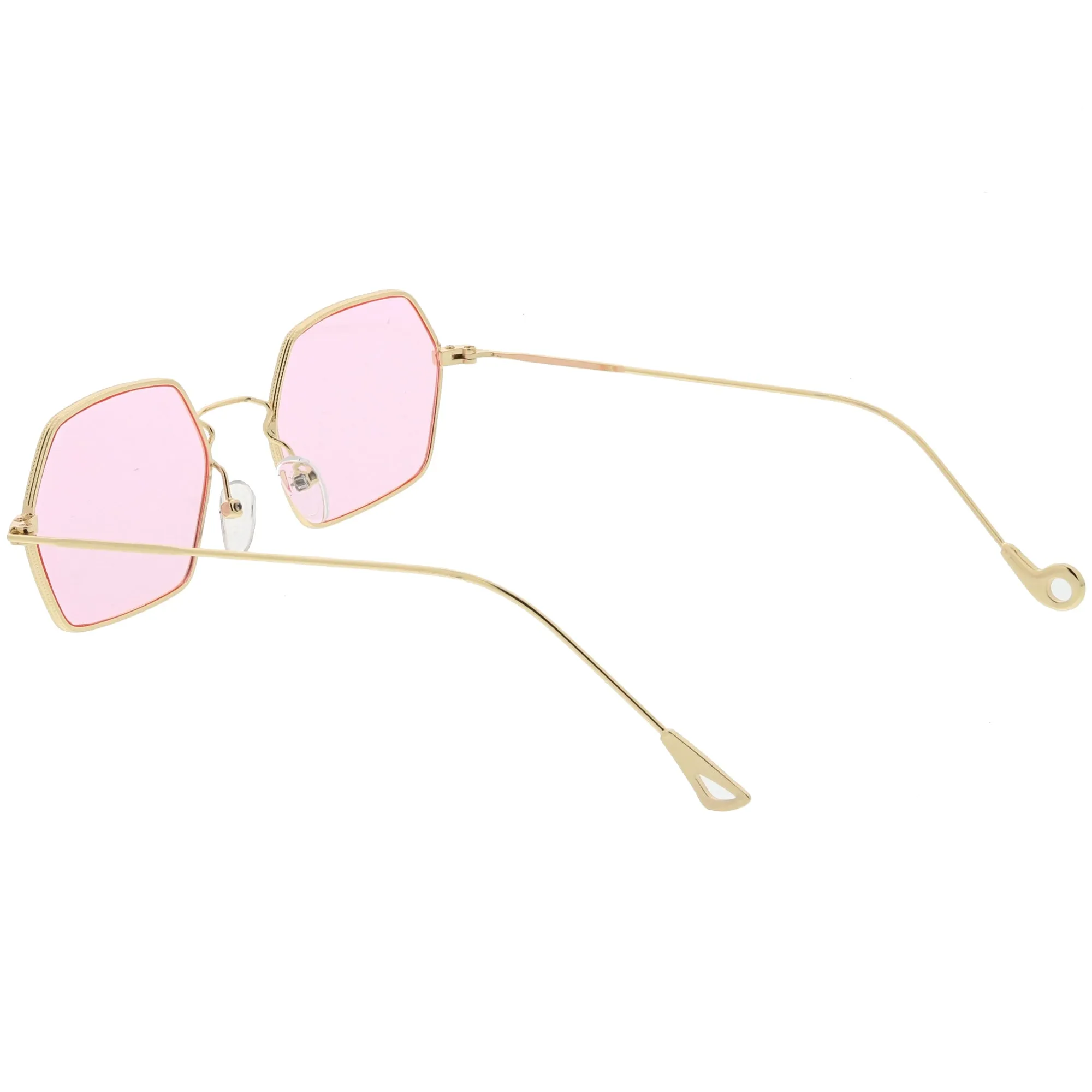 Retro Small Hexagon Colored Flat Lens Metal Frame Sunglasses C472