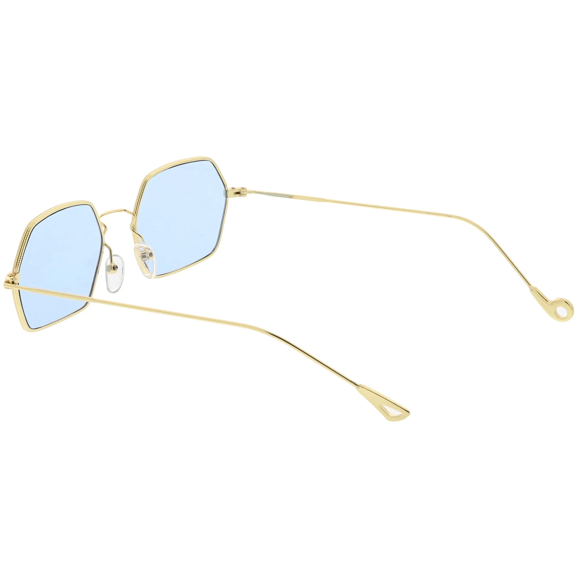 Retro Small Hexagon Colored Flat Lens Metal Frame Sunglasses C472